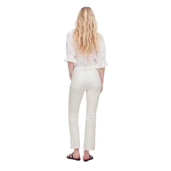 Madewell White Kick Flare Crop Jeans Size 24 Mid Rise Stretch Denim NWT - Picture 4 of 11